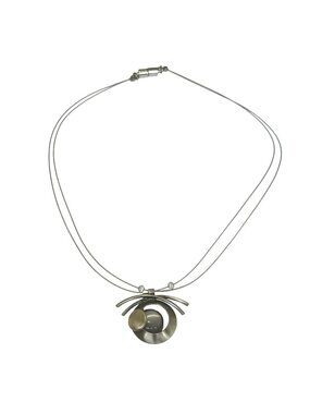 Christophe Poly 16" Double Wire Necklace With Abstract Pendant & Magnetic Clasp
